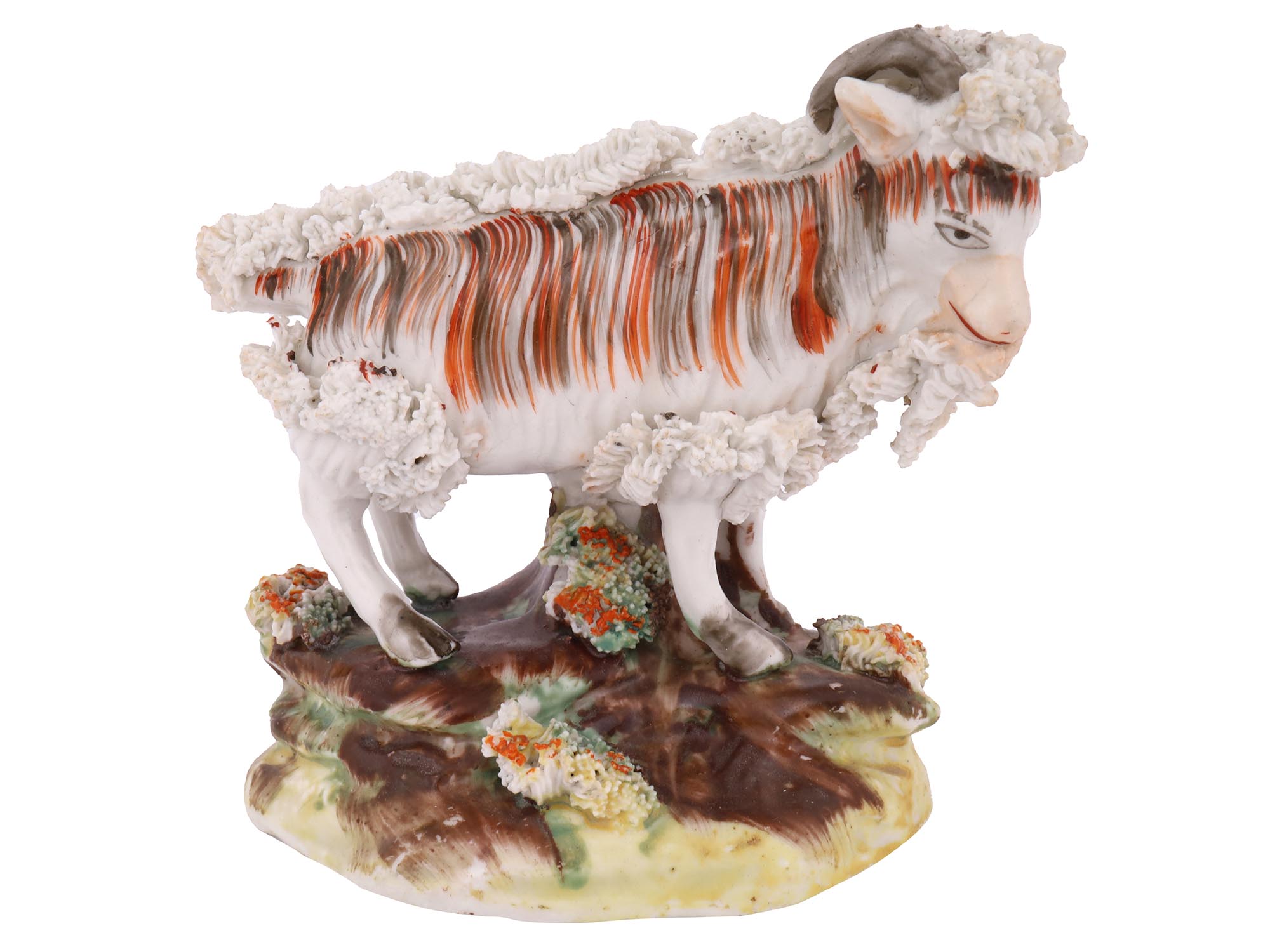 MID 19TH CEN STAFFORDSHIRE POTTERY FIGURE OF RAM PIC-0